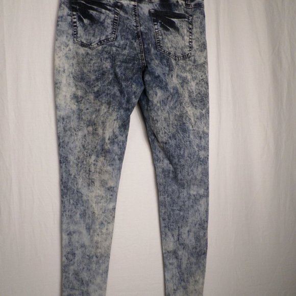 Encore Jeans USA Size XL Grey Acid Wash Skinny Jeans Fray Distressed Leg - Picture 9 of 15